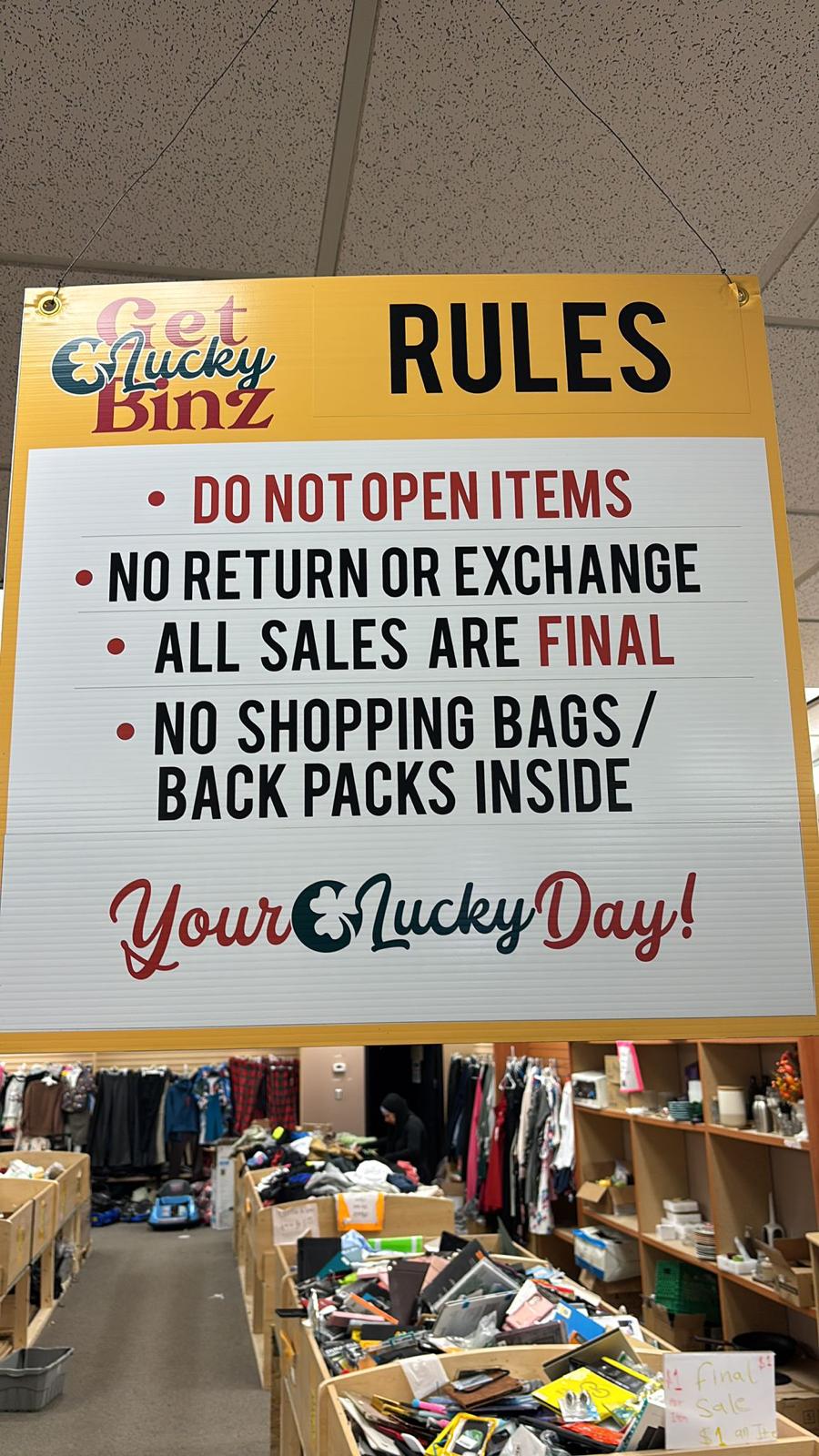 Store rules - no returns